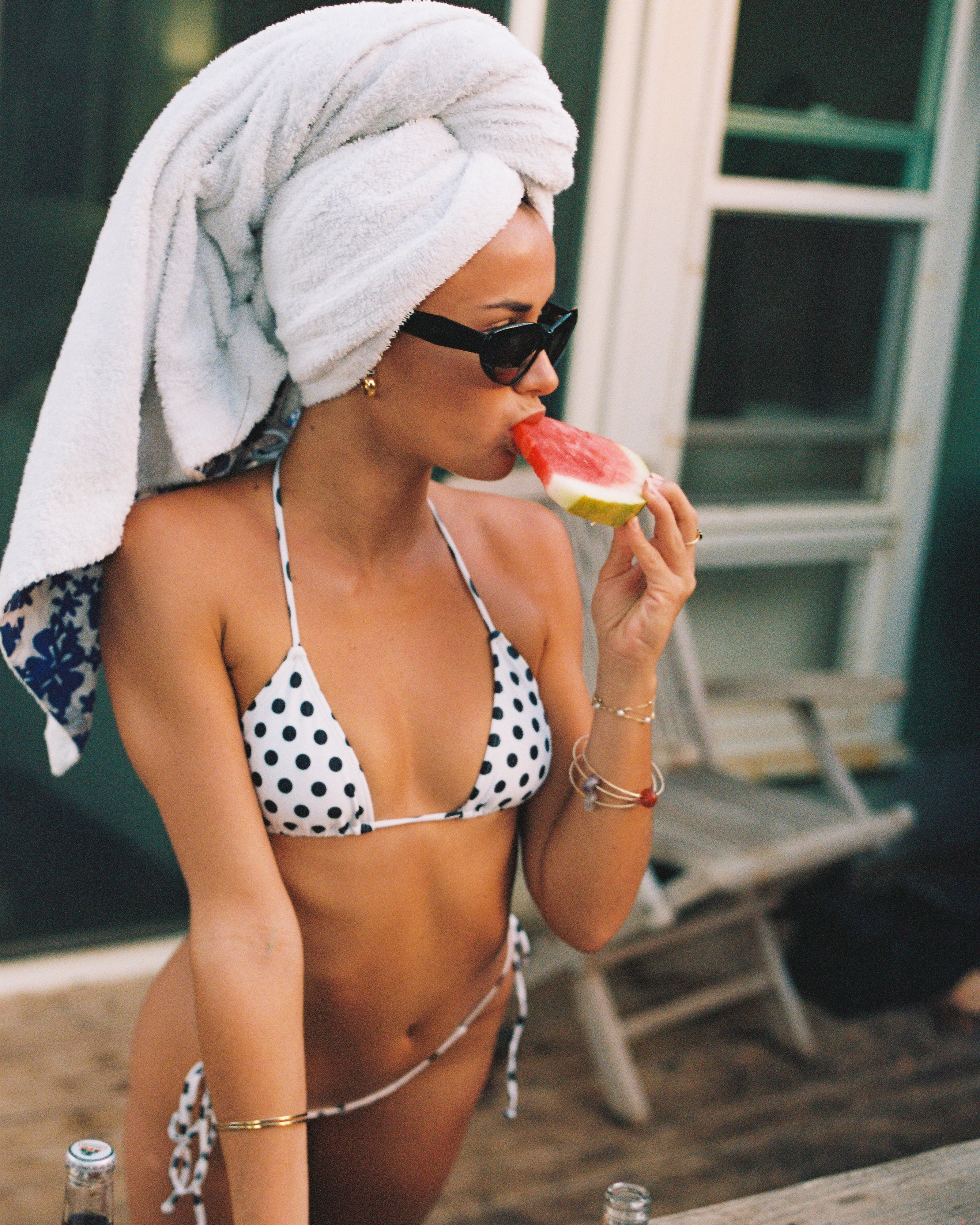 001 Triangle Bikini Top - White Polka Dot - Image 7